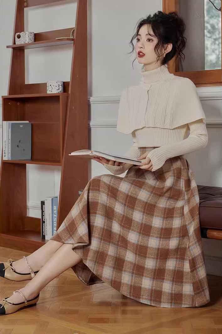 Toasted Plaid Midi Skirt (2 Colors)