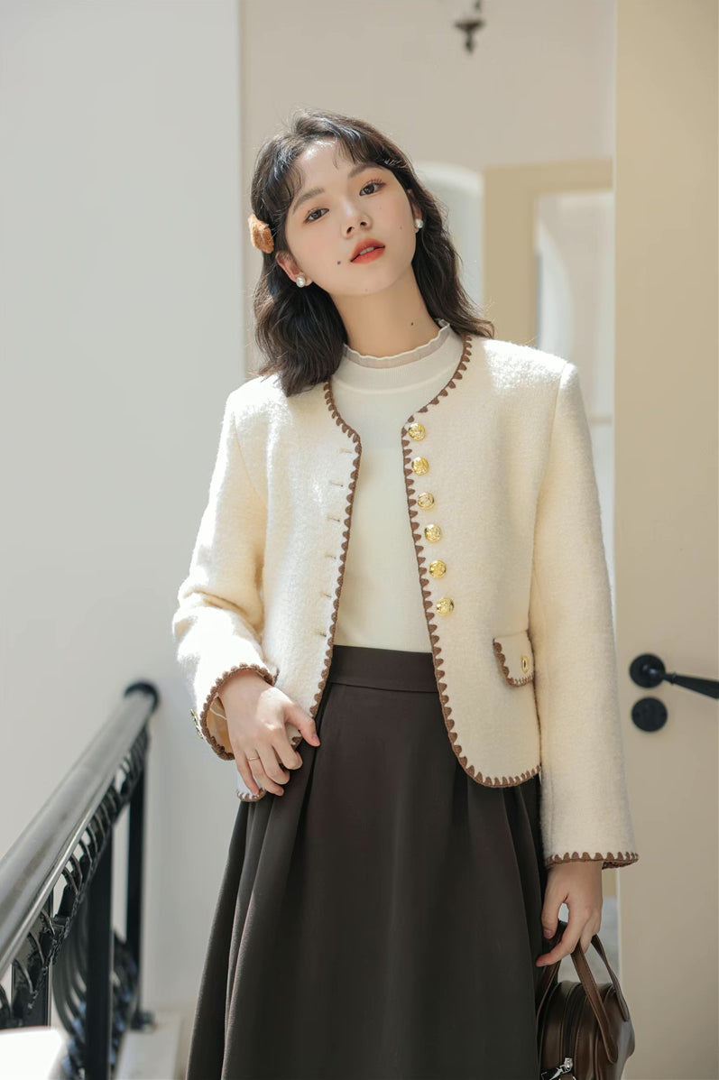 Boucle Tweed Jacket (Cream)