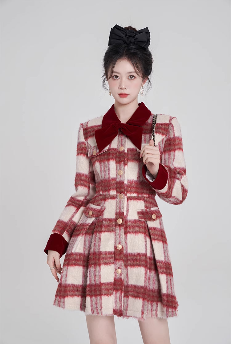 red and white plaid mini dress PLAID MINI DRESS