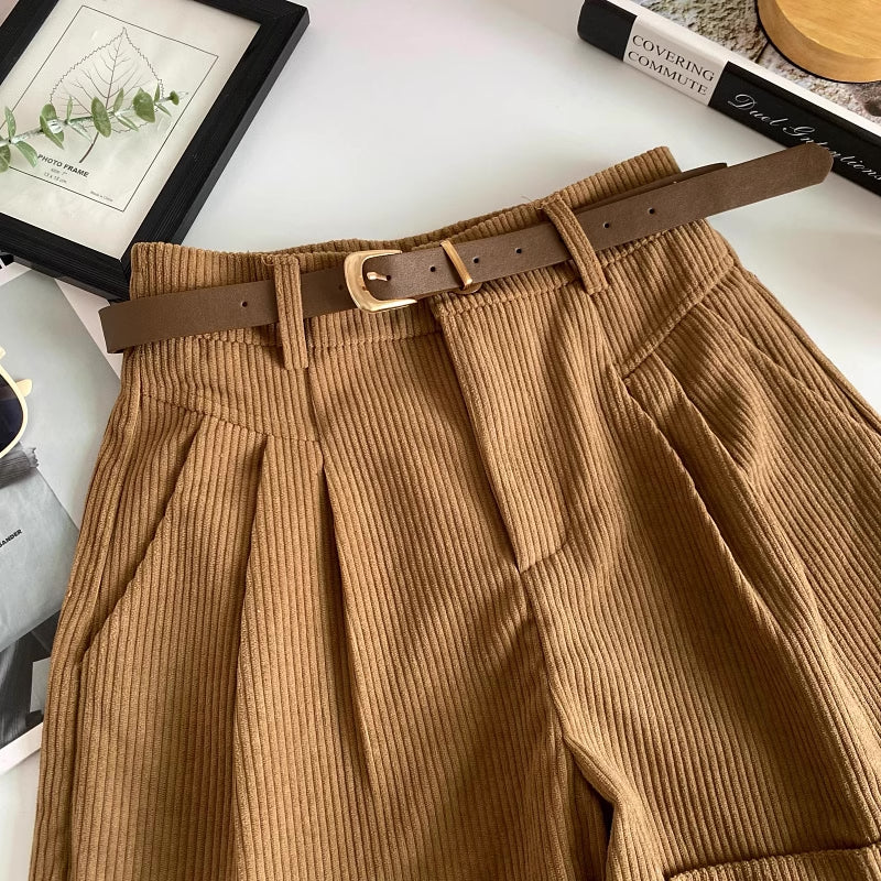 Belted Corduroy Shorts (4 Colors)