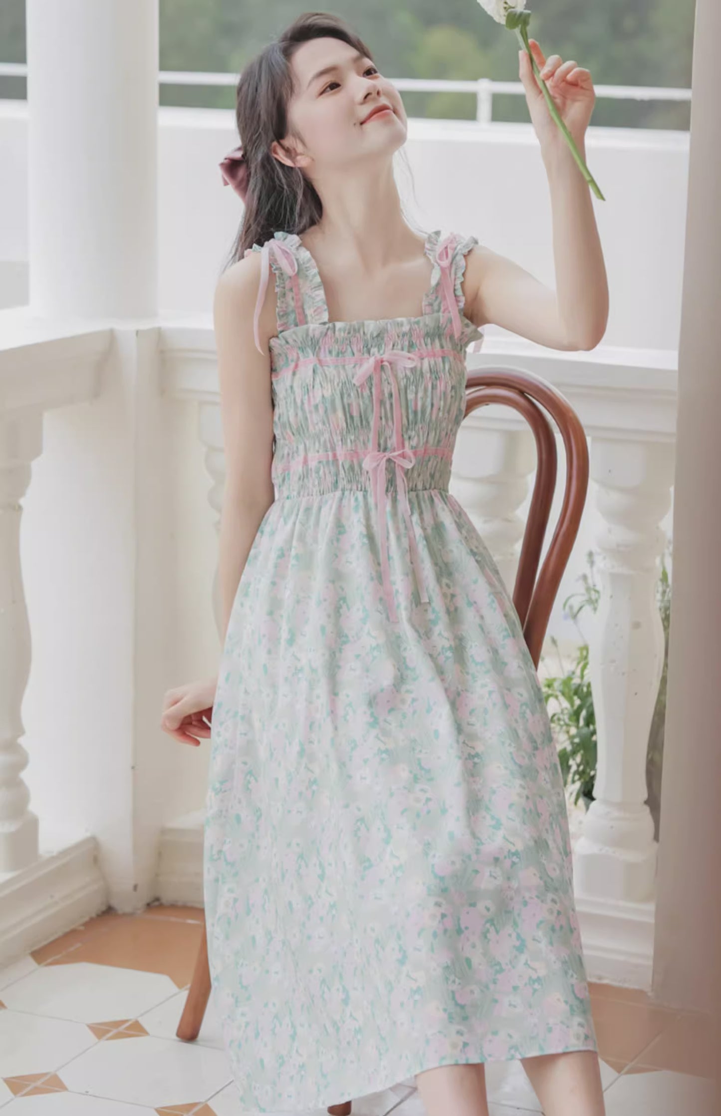 Marshmallow Floral Cami Dress (Mint/Pink)