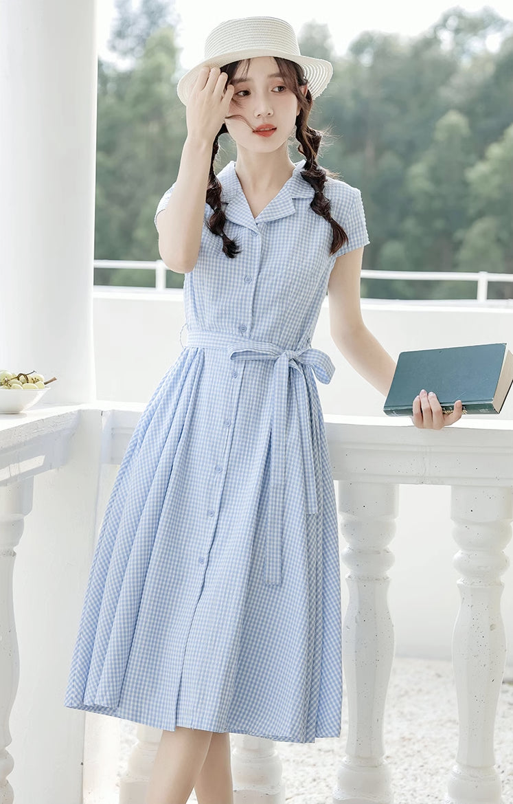 Classic Gingham Shirt Dress (2 Colors)