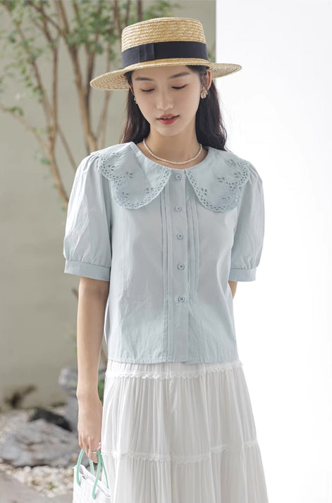 Broderie Collar Blouse (2 Colors)