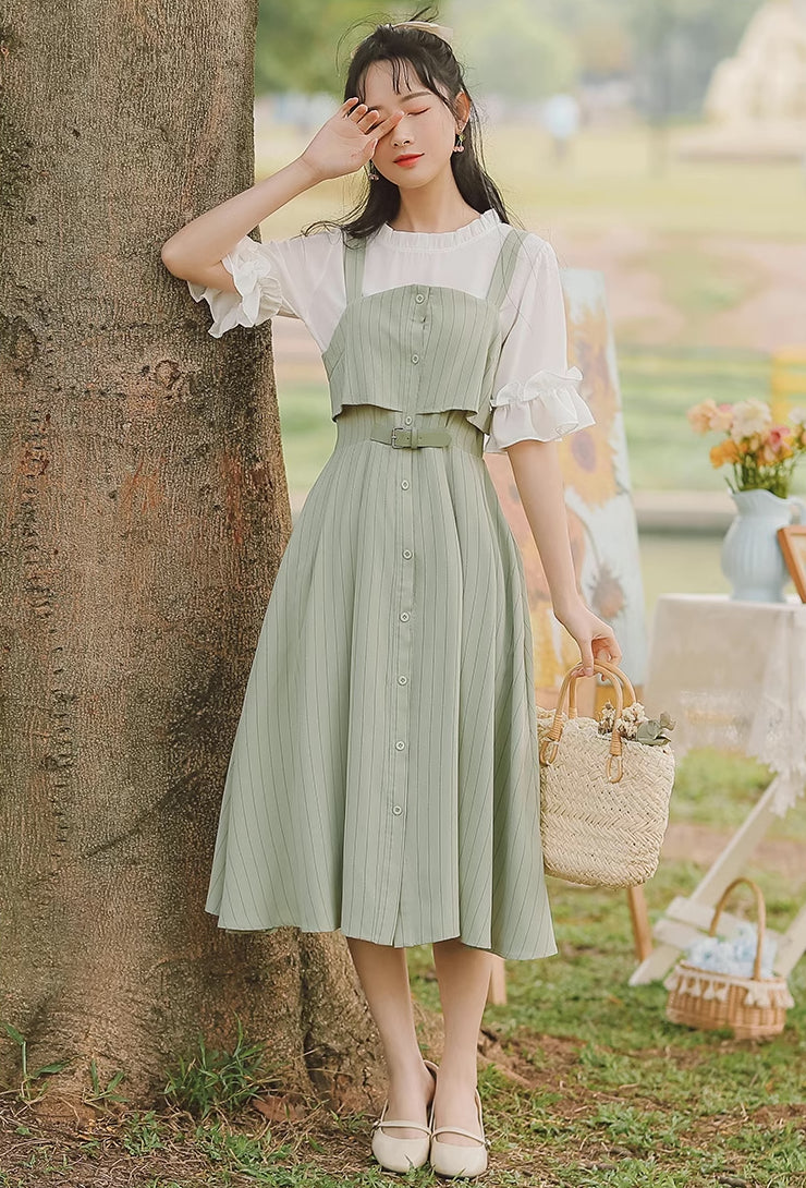 Button Up Stripe Midi Dress (3 Colors)