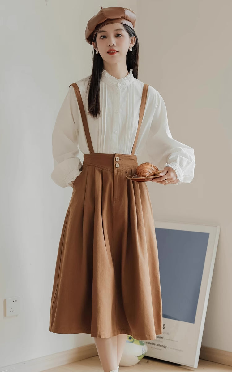 Midi Suspender Skirt (Mustard)