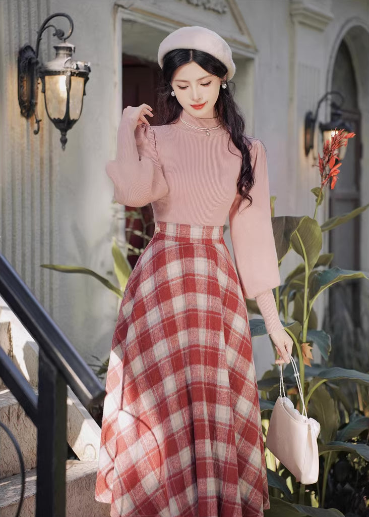 Toasted Plaid Midi Skirt (2 Colors)