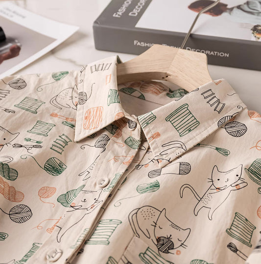 Cat Lady Blouse (Beige)