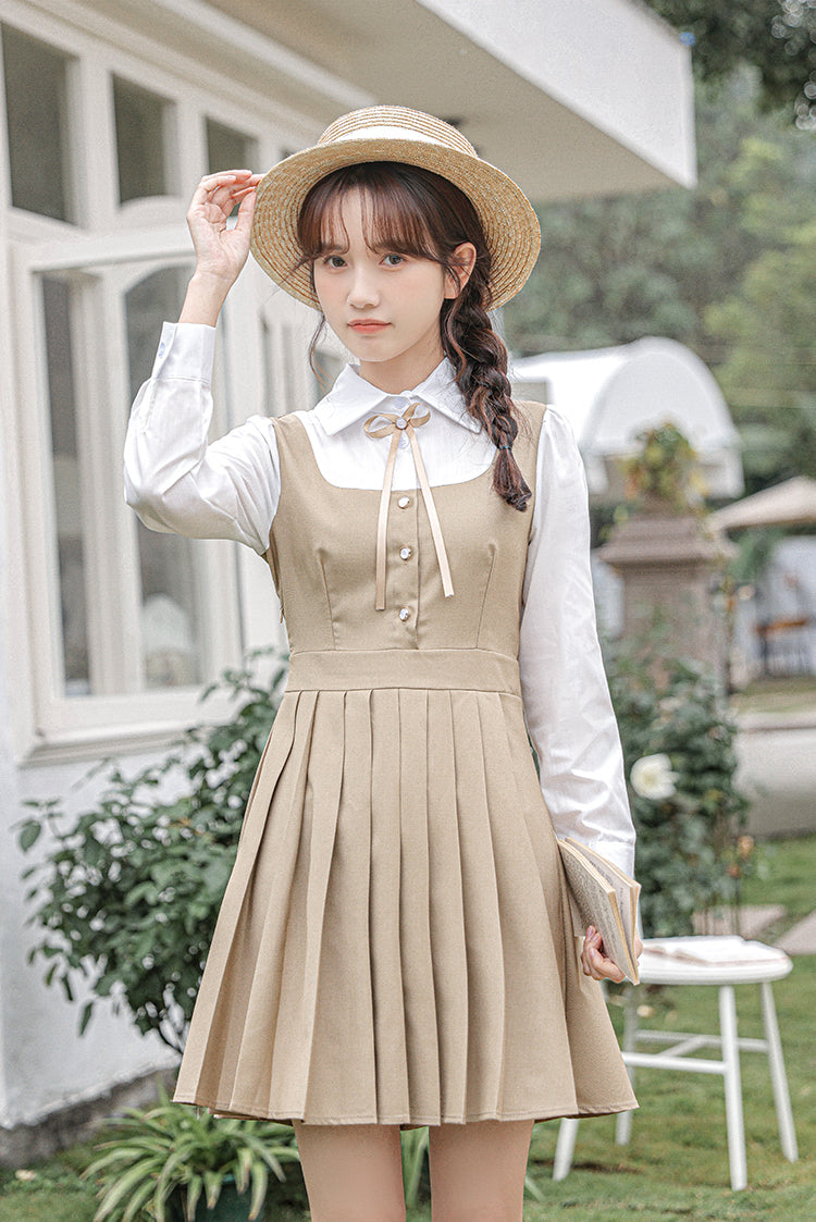 Journalist Prep Twofer Mini Dress (Khaki)
