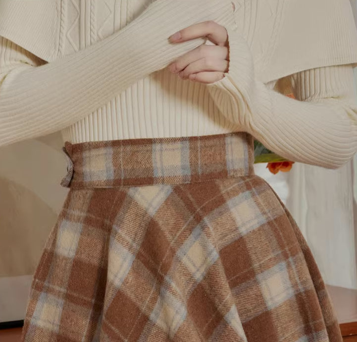 Toasted Plaid Midi Skirt (2 Colors)
