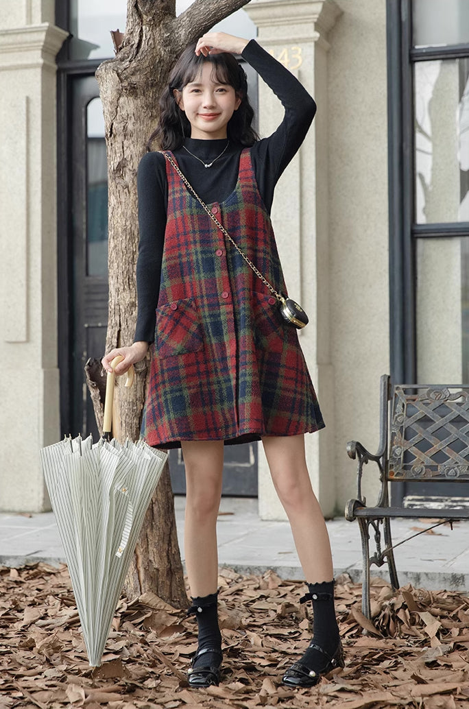 Holly Plaid Mini Dress (Red)