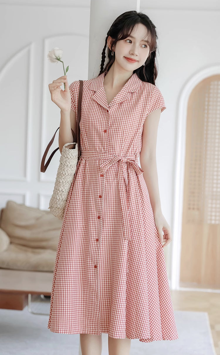 Classic Gingham Shirt Dress (2 Colors)