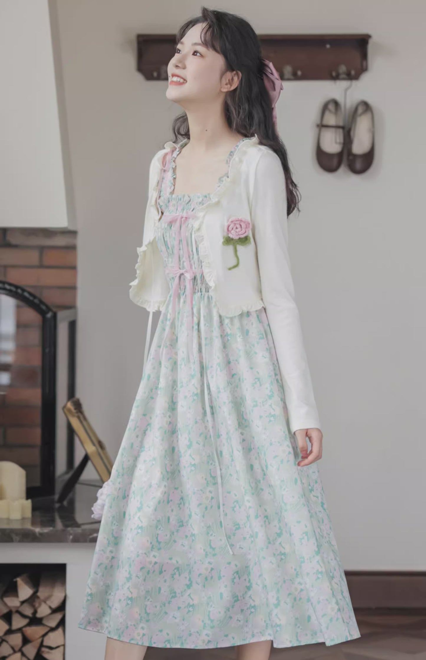 Marshmallow Floral Cami Dress (Mint/Pink)