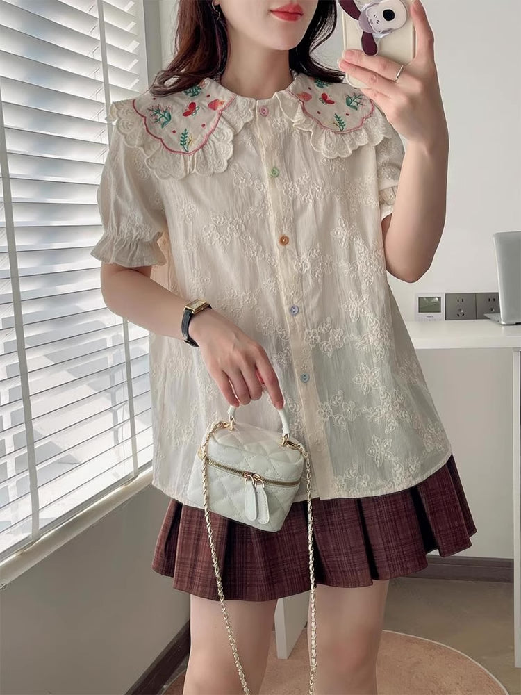Butterfly Garden Embroidered Blouse (2 Colors)