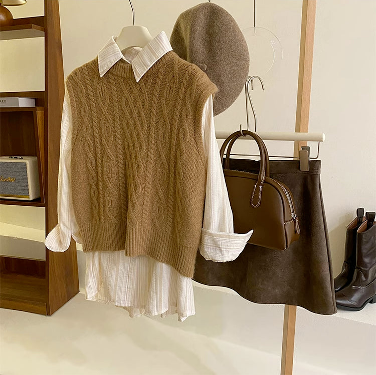 Fall Cable Knit Vest (4 Colors)
