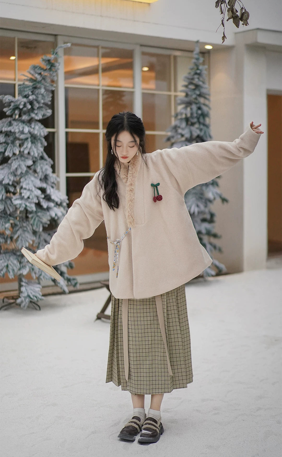 Snowy Wishes Cross Collar Jacket (3 Colors)