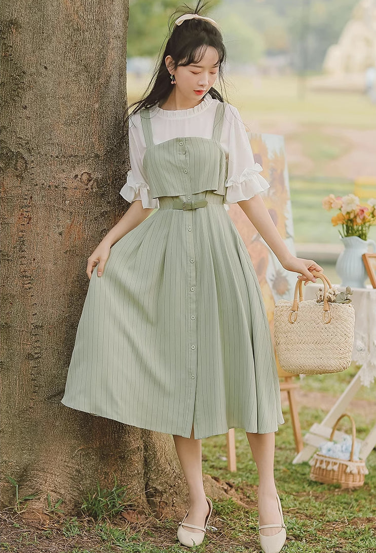 Button Up Stripe Midi Dress (3 Colors)