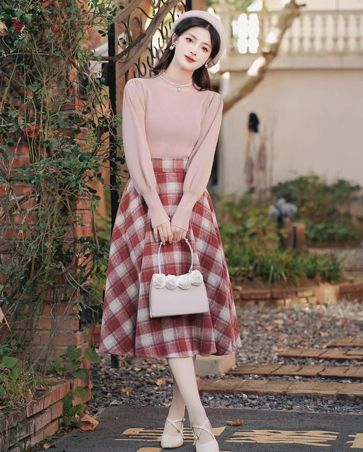 Toasted Plaid Midi Skirt (2 Colors)