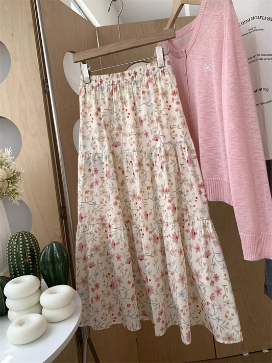 Oopsy Daisy Midi Skirt (White/Pink)