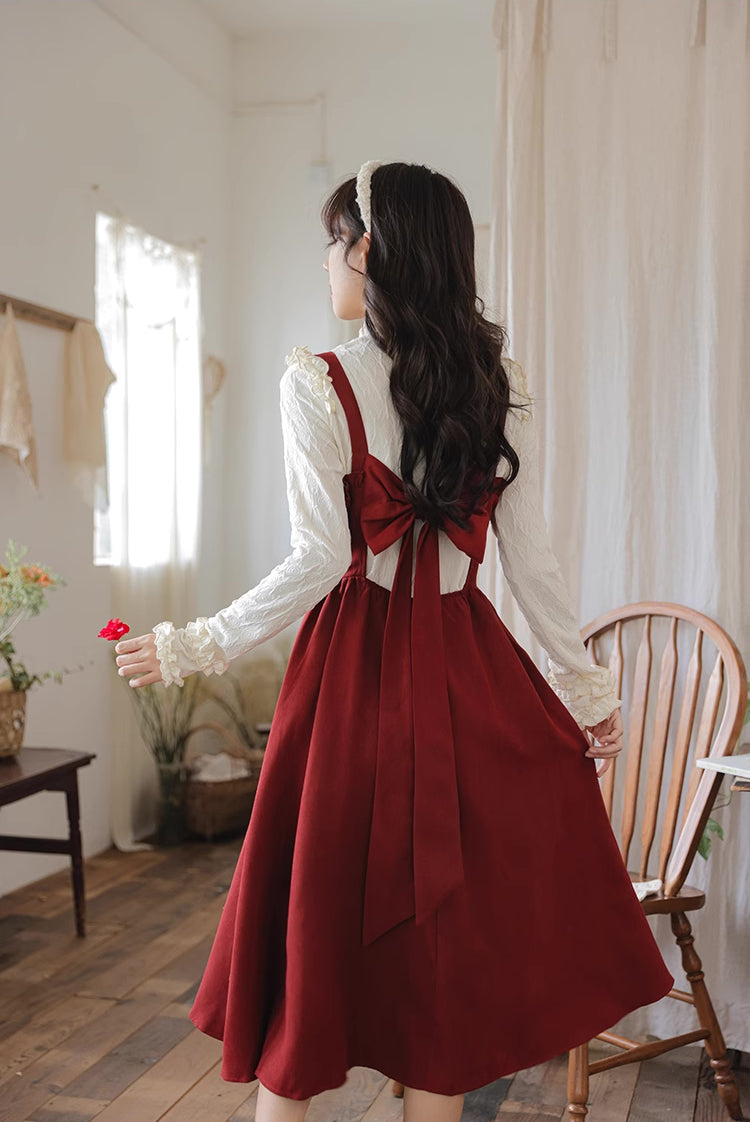 Frilly Bow Back Cami Dress (Red)