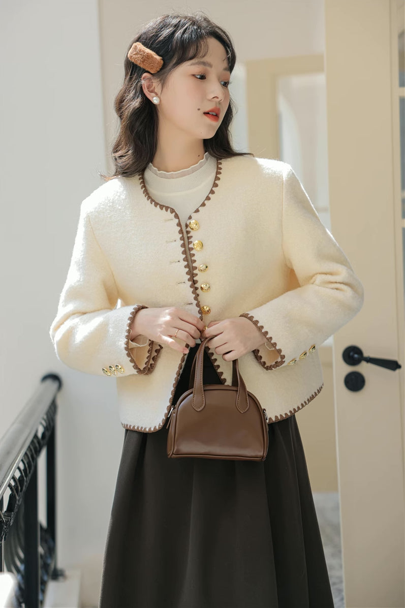Boucle Tweed Jacket (Cream)