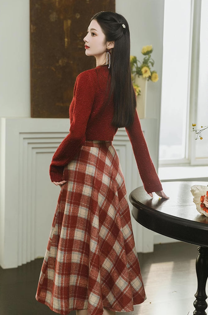 Toasted Plaid Midi Skirt (2 Colors)