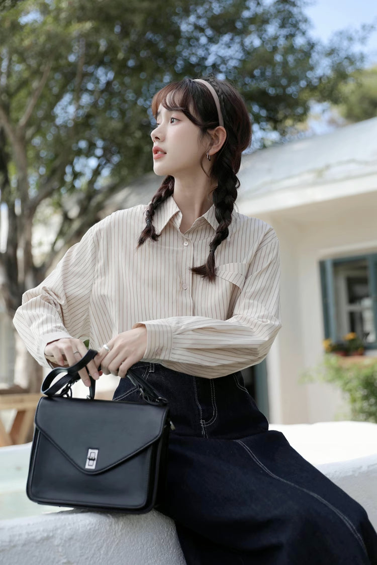 Boyfriend Stripe Button Up Shirt (2 Colors)