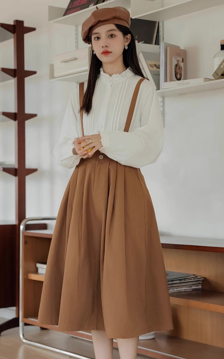 Midi Suspender Skirt (Mustard)