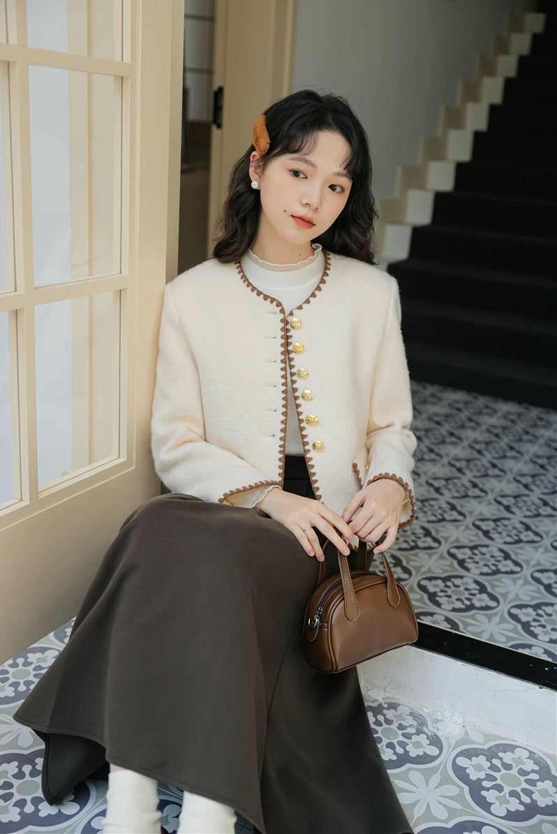 Boucle Tweed Jacket (Cream)