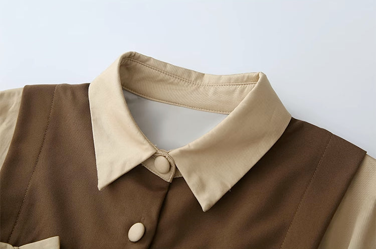 Cocoa Bows Twofer Midi Dress (Brown)