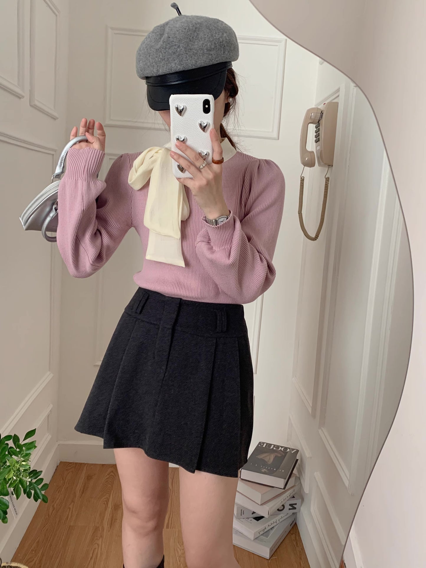 Tie Neck Puff Sleeve Sweater (5 Colors)