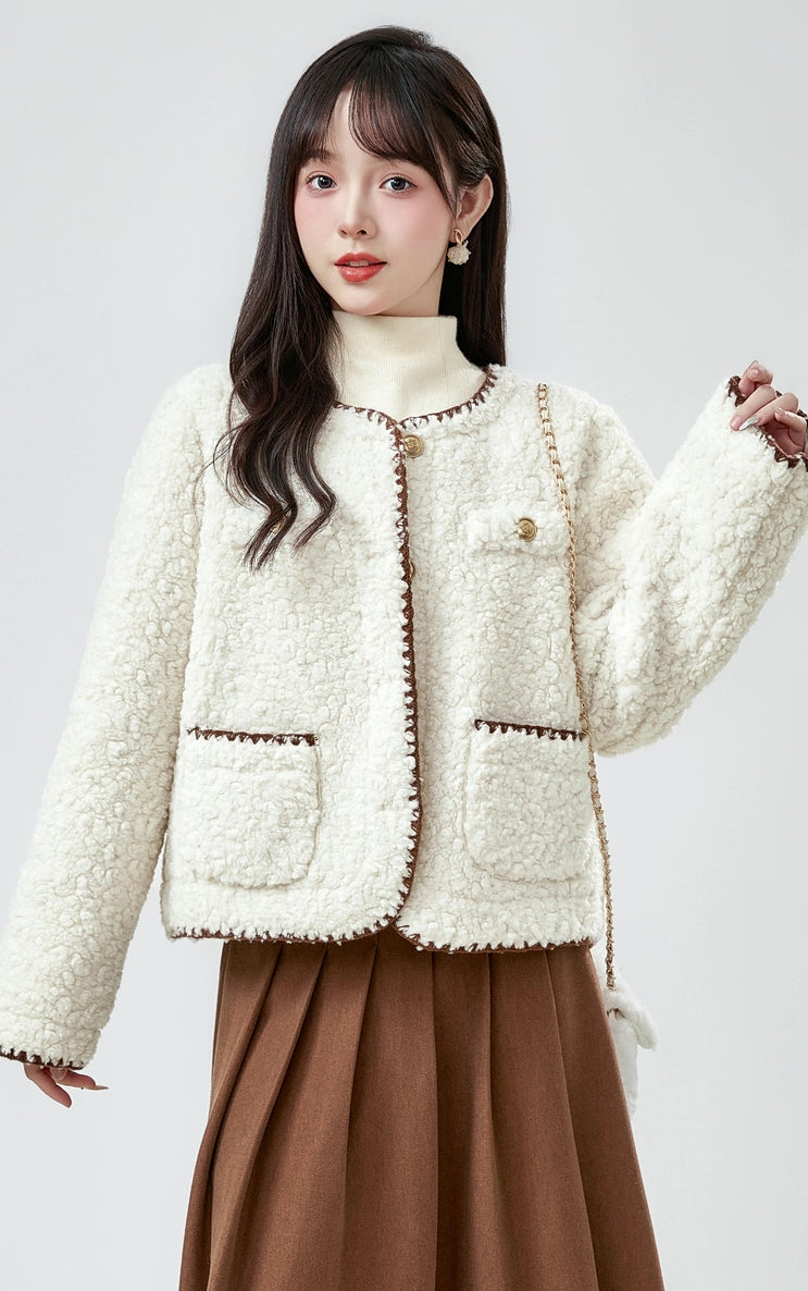 Faux Sherpa Wool Jacket (Cream)