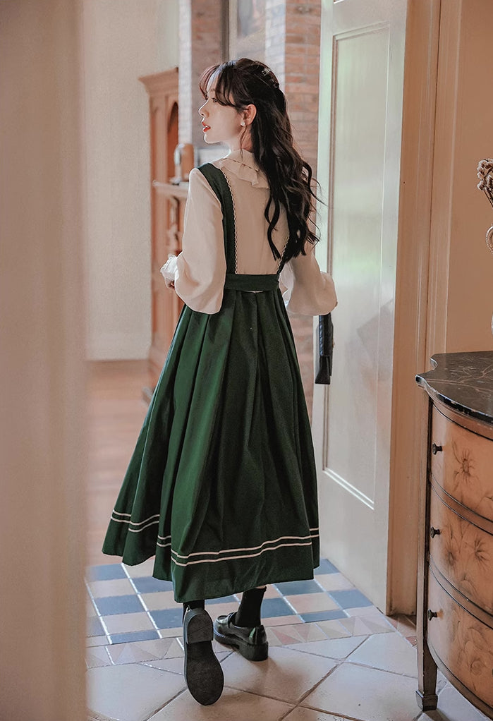 Lolita Faux Layered Midi Dress (Green)
