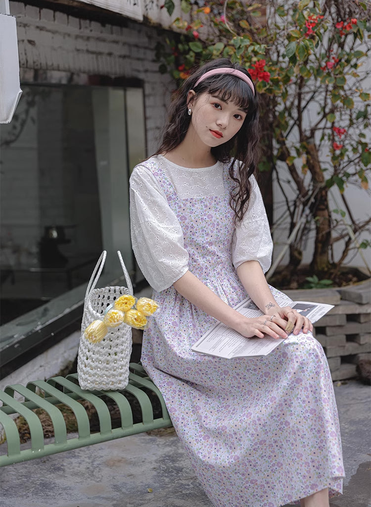Pastel Garden Pinafore Dress (Purple)