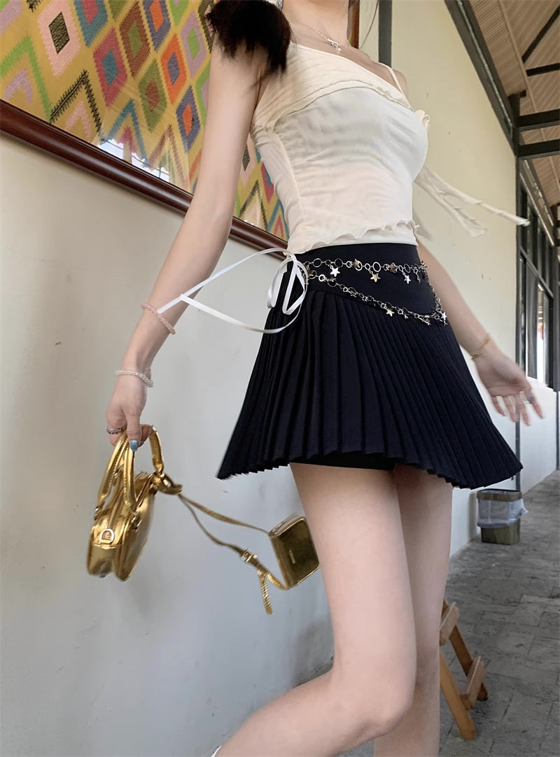 Star Chain Mini Pleated Skirt (4 Colors)