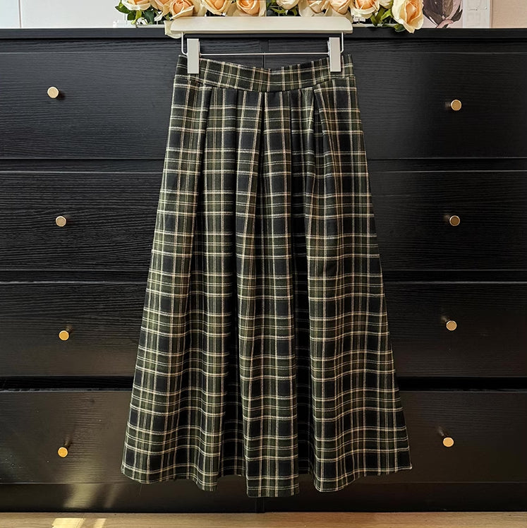 Autumnal Plaid Midi Skirt (3 Colors)