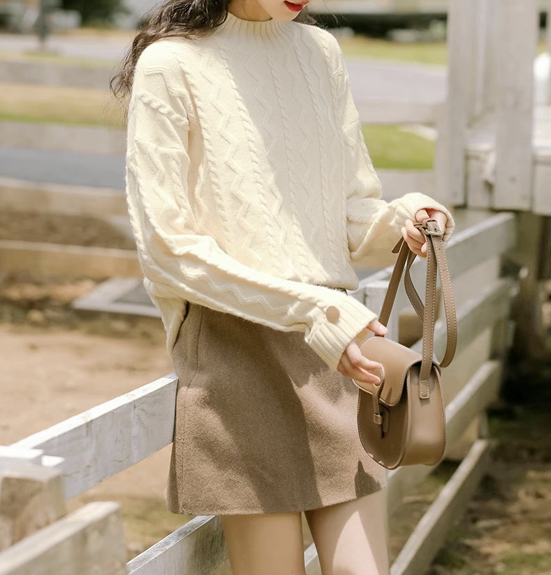 Ziggy Mock Neck Sweater (Cream)