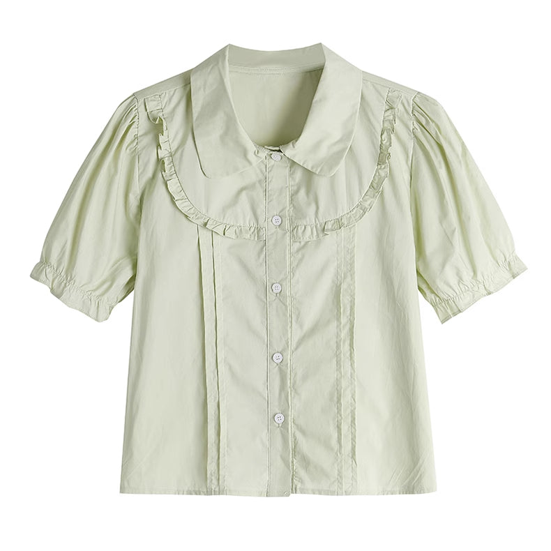 Zesty Puff Sleeve Blouse (Green)