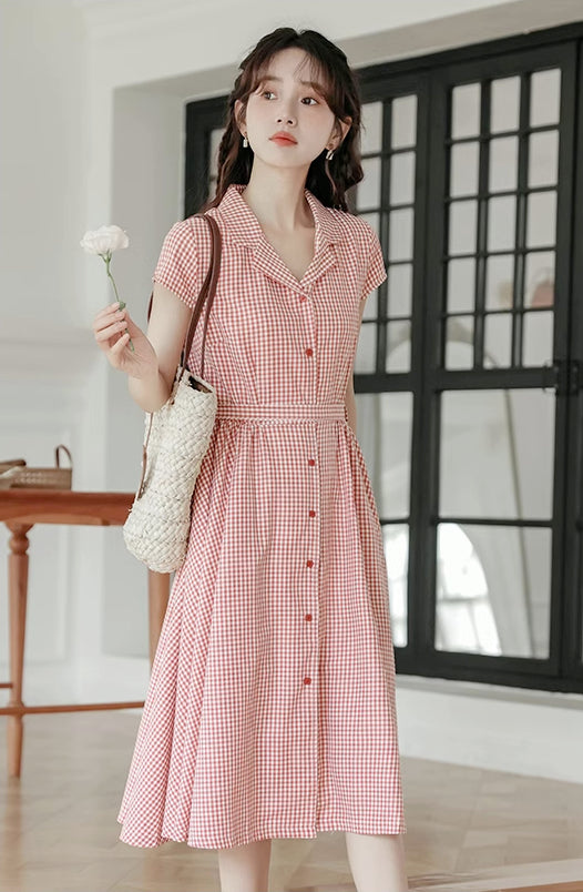 Classic Gingham Shirt Dress (2 Colors)