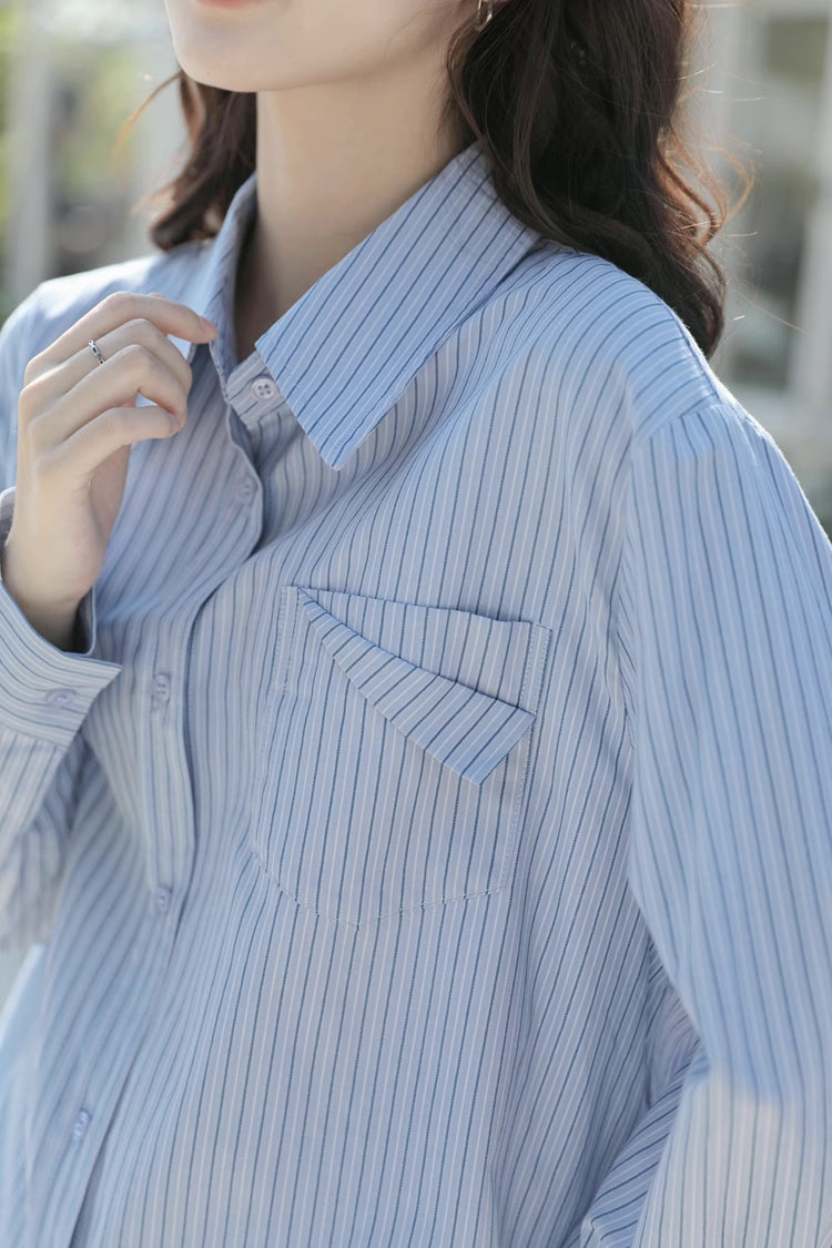 Boyfriend Stripe Button Up Shirt (2 Colors)