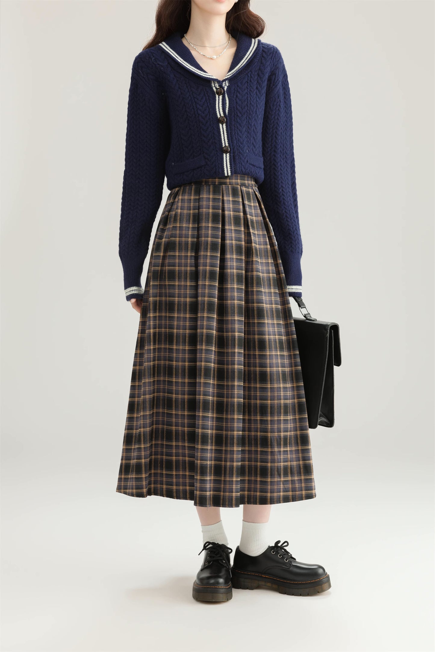 Autumnal Plaid Midi Skirt (3 Colors)
