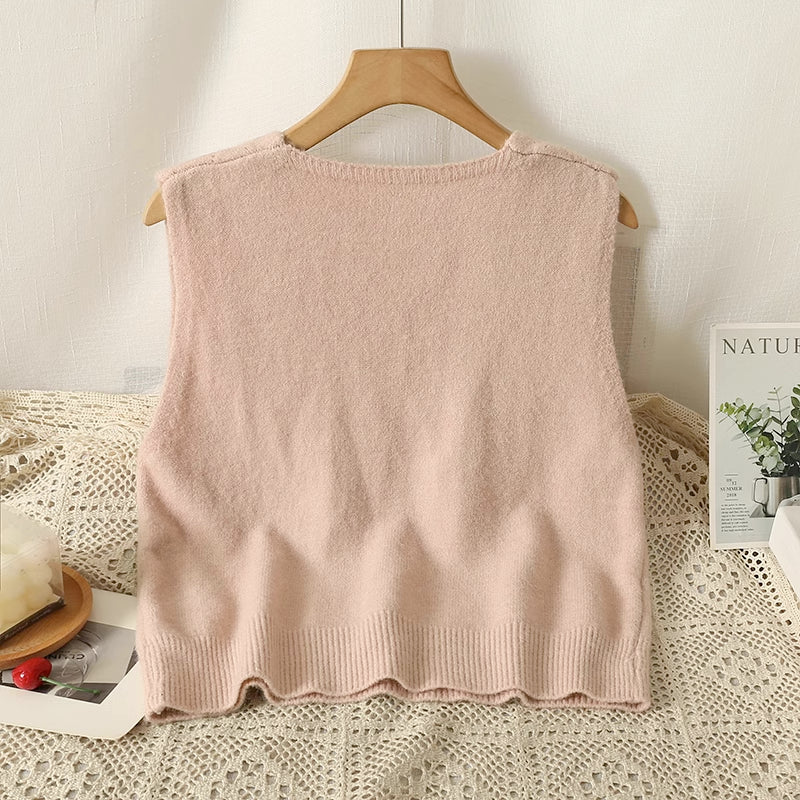 Matcha Pom Pom Daisy Vest (6 Colors)