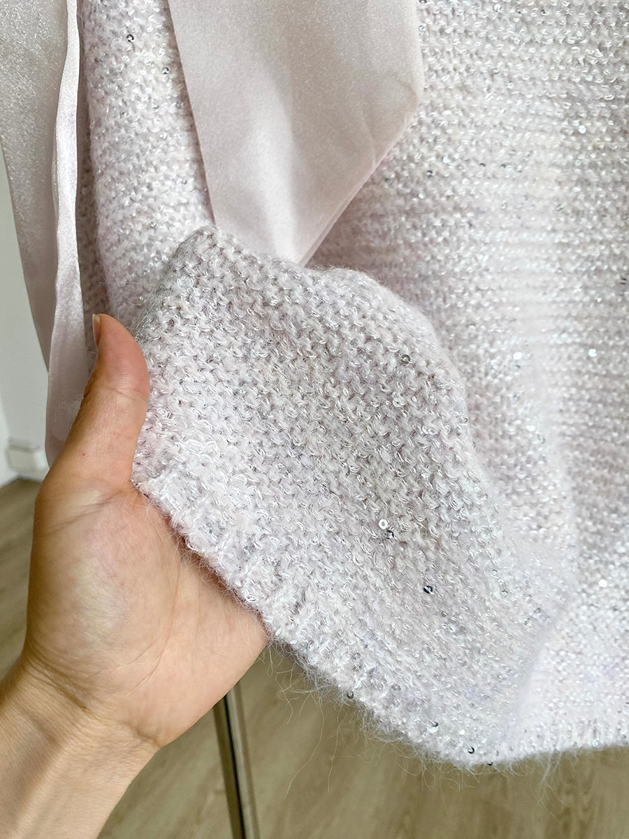 Sequin Off Shoulder Bow Sweater (4 Colors)