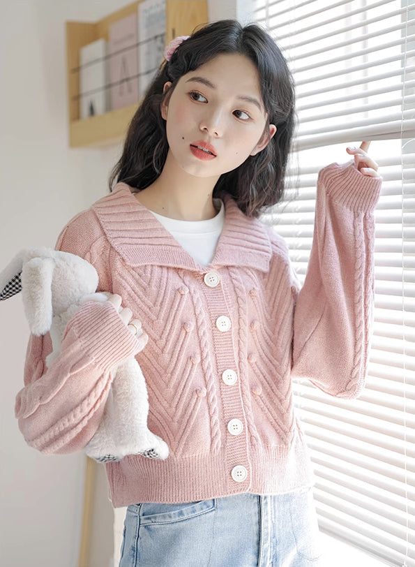 Pom Pom Polo Cardigan (2 Colors)