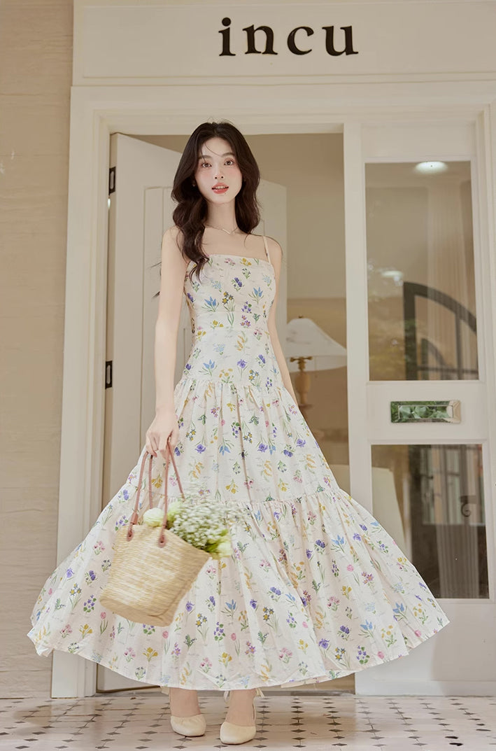 Floral Poetry Cami Maxi Dress (White)