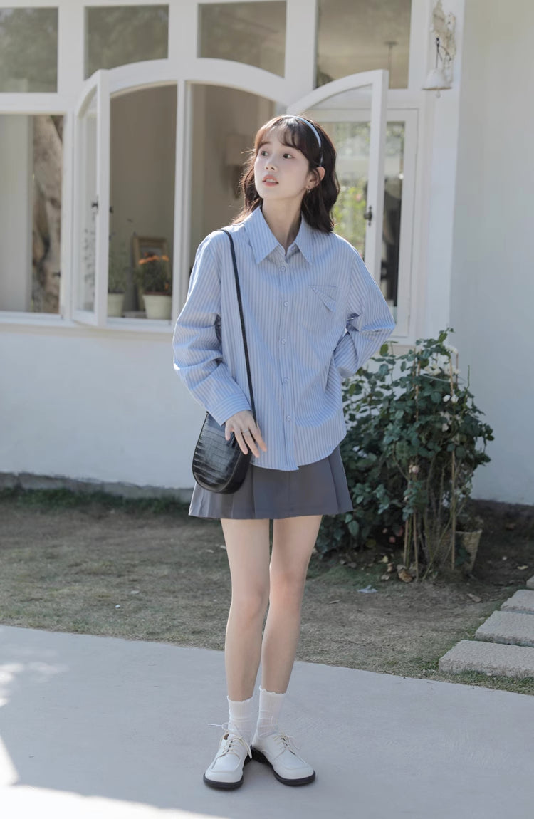 Boyfriend Stripe Button Up Shirt (2 Colors)
