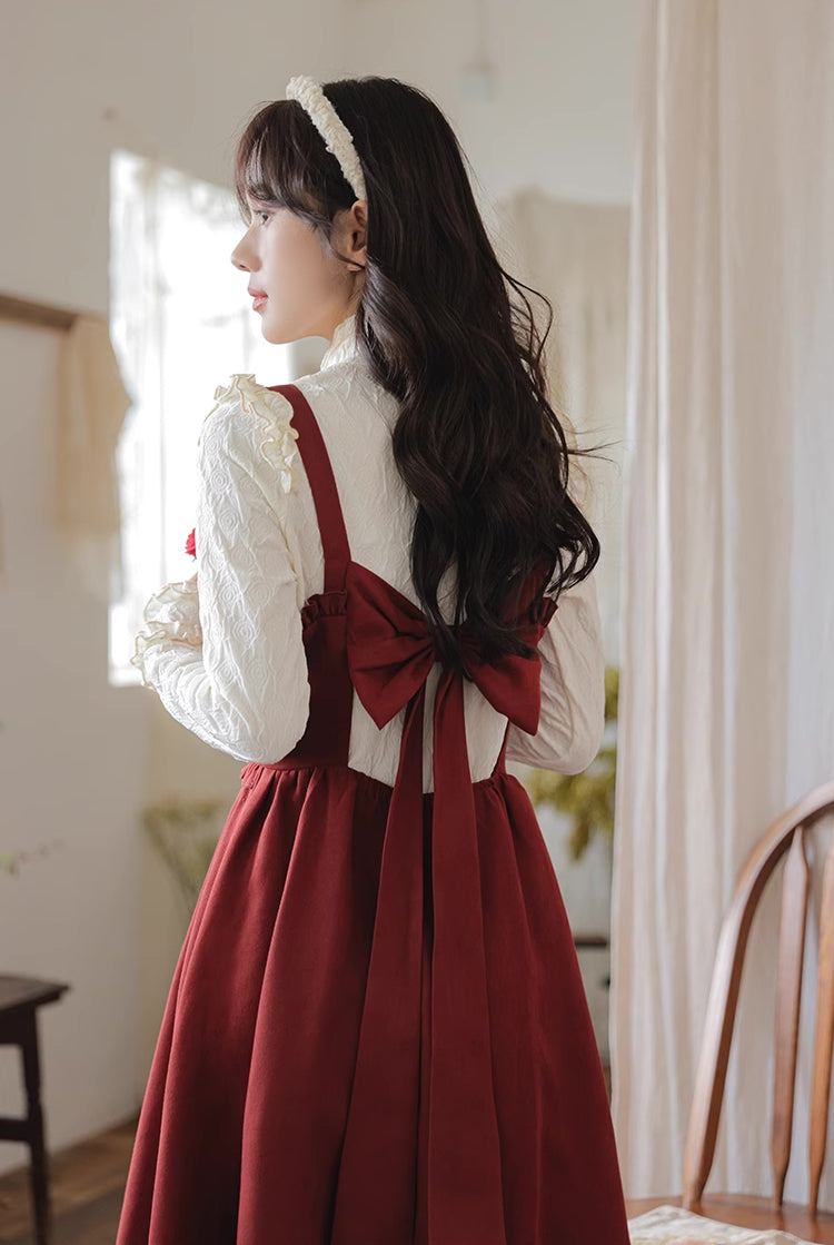 Frilly Bow Back Cami Dress (Red)