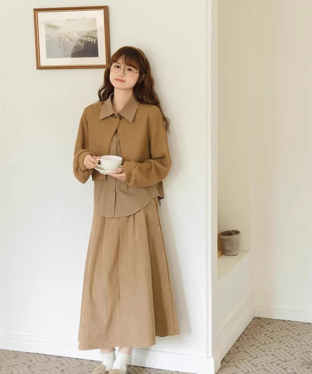 Belted Corduroy Midi Skirt (3 Colors)