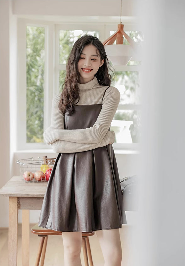 Pleather Mini Cami Dress (2 Colors)
