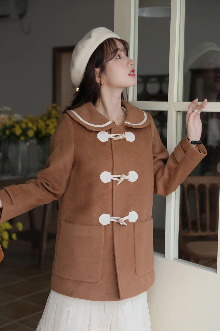 Peter Pan Collar Toggle Duffle Coat (2 Colors)