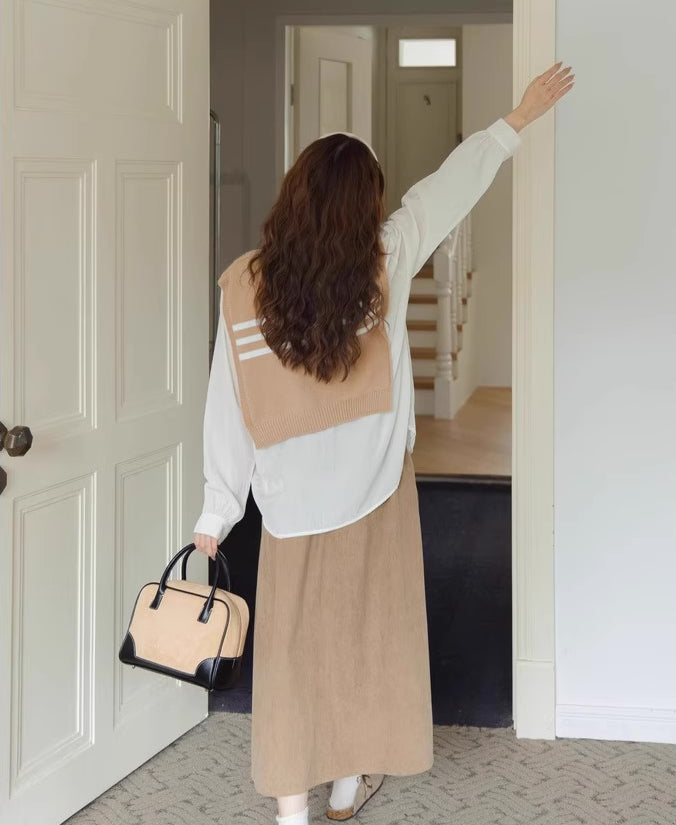 Belted Corduroy Midi Skirt (3 Colors)
